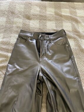 Express Two-Tone Black and Gray Jeans with Cream Contrast Stitching